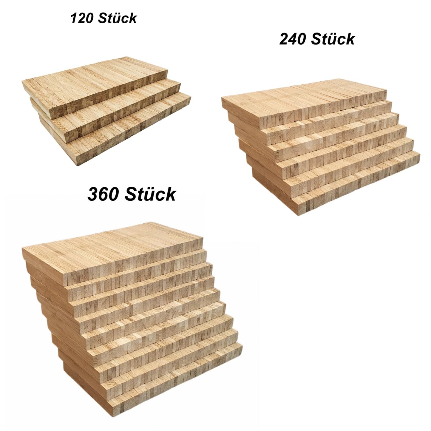 Bastelklötzchen XXL Packung Holzbausteine 360 Stück Holzklötzchen zum basteln, geeignet für Fensterbank Verkleidung und DIY Projekte 22 x 8 x160 mm 360 Stück